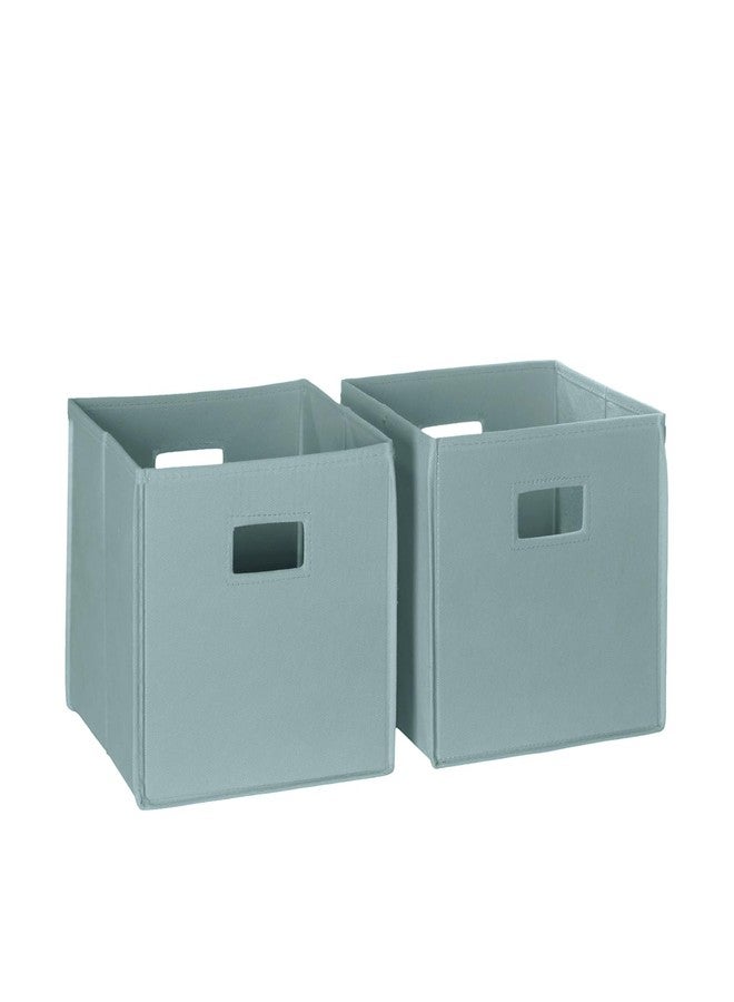 RiverRidge Kids 2pc Fabric Collapsible Storage Cube Organizers with Handles for Playroom Organization - Sea Green - Image 1